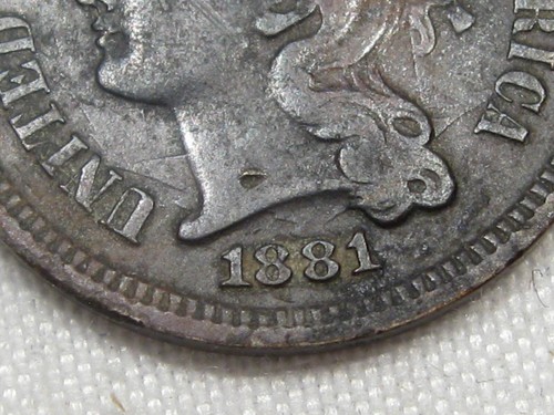 XF Dark 1881 3¢ Three Cent Nickel. #36 - Picture 3 of 8