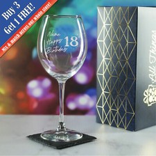 Personalised Engraved  Enoteca Wine Glass Happy 18th Birthday Speckled Design