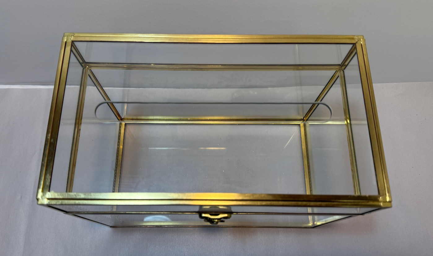 Brass and Acrylic Wedding Card Box with Lock and Slot 10" x 5.5"