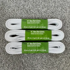 3 Packages Of Dritz Woven Non-Roll Elastic 3/4" X 3 Yards White 9506-W