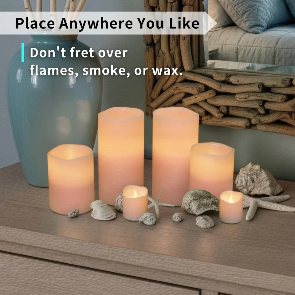 FURORA ILUMINACIÓN LED Velas Sin Llama con Mando a Distancia, Rosa en Juego de 8, Foto 3 de 4