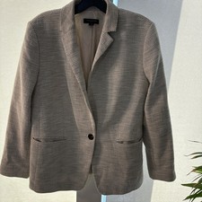 Ann Taylor Petite 12P Black/White Houndstooth One-Button Lined Blazer