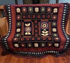 CROCHET HANDMADE MANDALA AFGHAN FLOWER COUCH SIZED MULTI COLOR THROW BLANKET