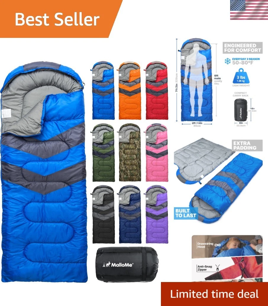 Lightweight Ultralight Waterproof Sleeping Bag - 50°F to 80°F Comfort