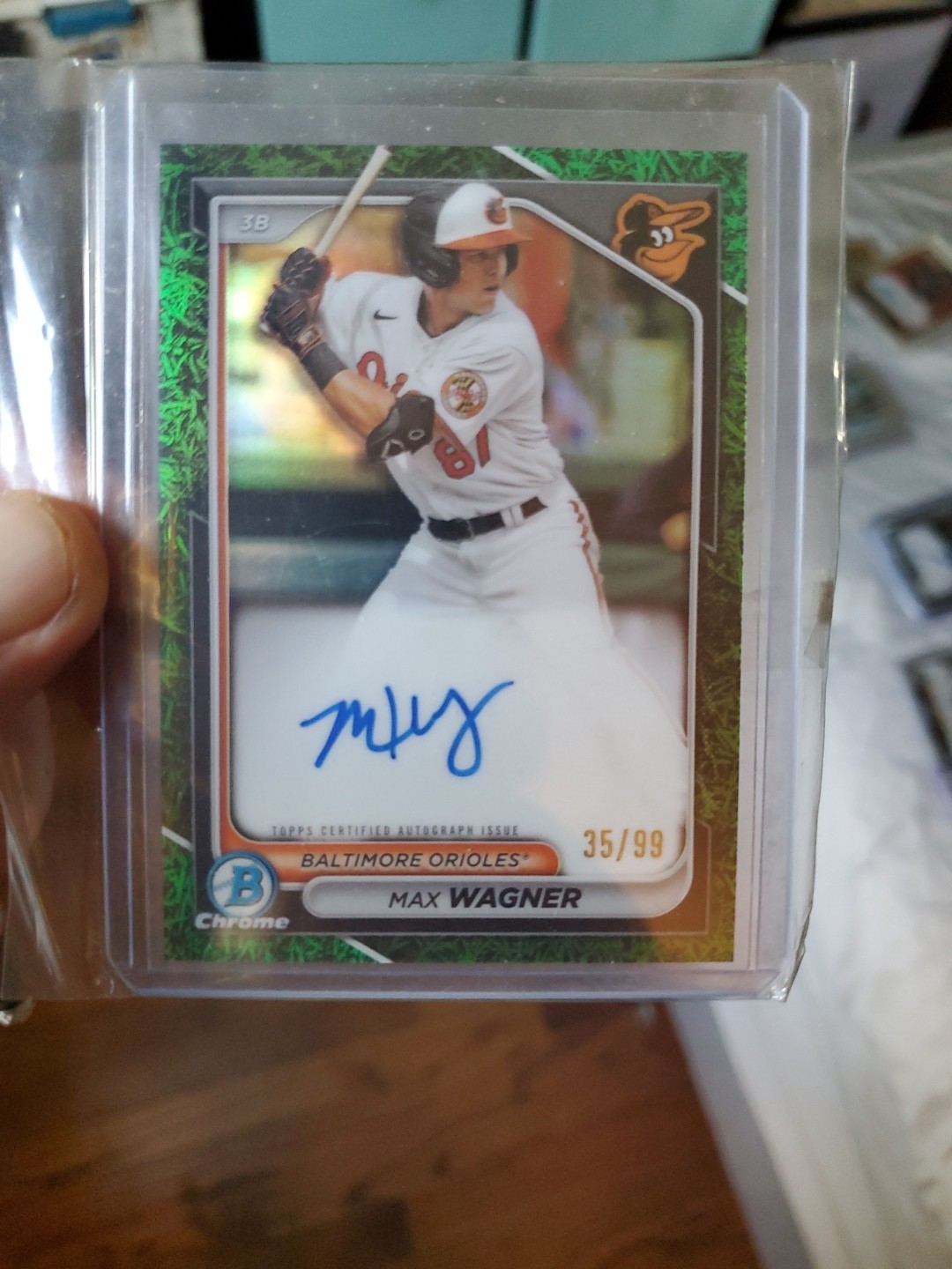 2024 Bowman #CPA-MW Max Wagner Chrome Green Shimmer Auto #/99
