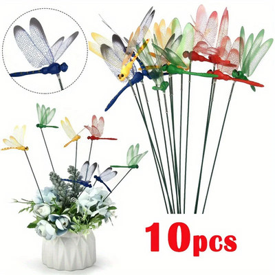 10 PCs New Dragon Fly Stakes for Bugs Repellent 3D Stakes Dragonfly Garden Decor