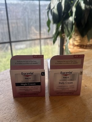 Eucerin Q10 Anti Wrinkle Face Cream + Pro Retinol Night Cream 1.7 OZ NEW
