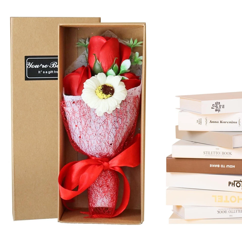 Искусственная гвоздика цветок розы букет мыло цветок и коробка для юбилей подарок - Изображение 2 из 4