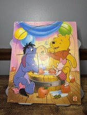 Disney Winnie The Pooh 8pc Wooden Puzzle - Bobbing for Apples - Eeyore  Piglet