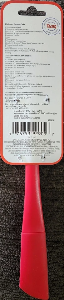 Betty Crocker Silicone Spautla Vermelho - Raspador e espalhador dupla face - Resistente ao calor - Imagem 3 de 3