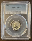 1964 SILVER ROOSEVELT DIME PCGS GRADED PR66  10C PROOF Genuine U S MINT COIN