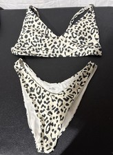 Aerie Women  s Bikini Set XXL Scoop Bikini Top Cheekier High leg Bottoms cheetah