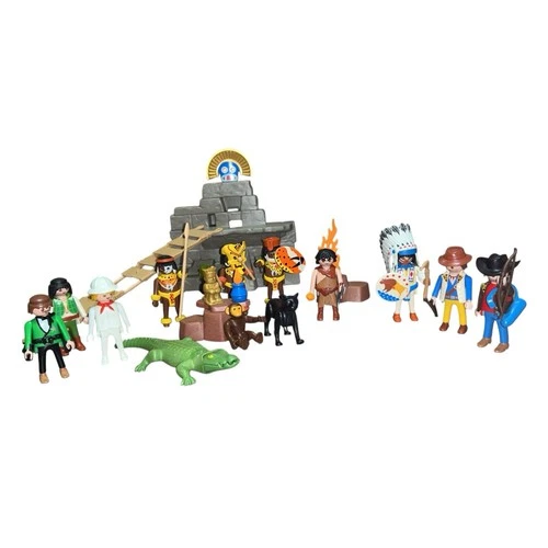 VTG Playmobil Cowboys & Indians, Explorers W/ Temple & Animals 1974-1994