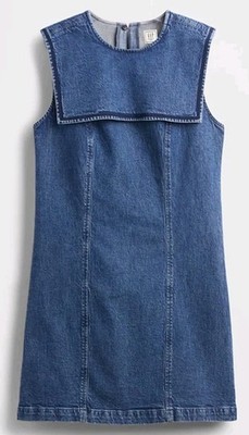 NWT Gap x Doen Denim Mini Sailor Dress Sz 8 Medium Indigo Blue Stretch Cotton