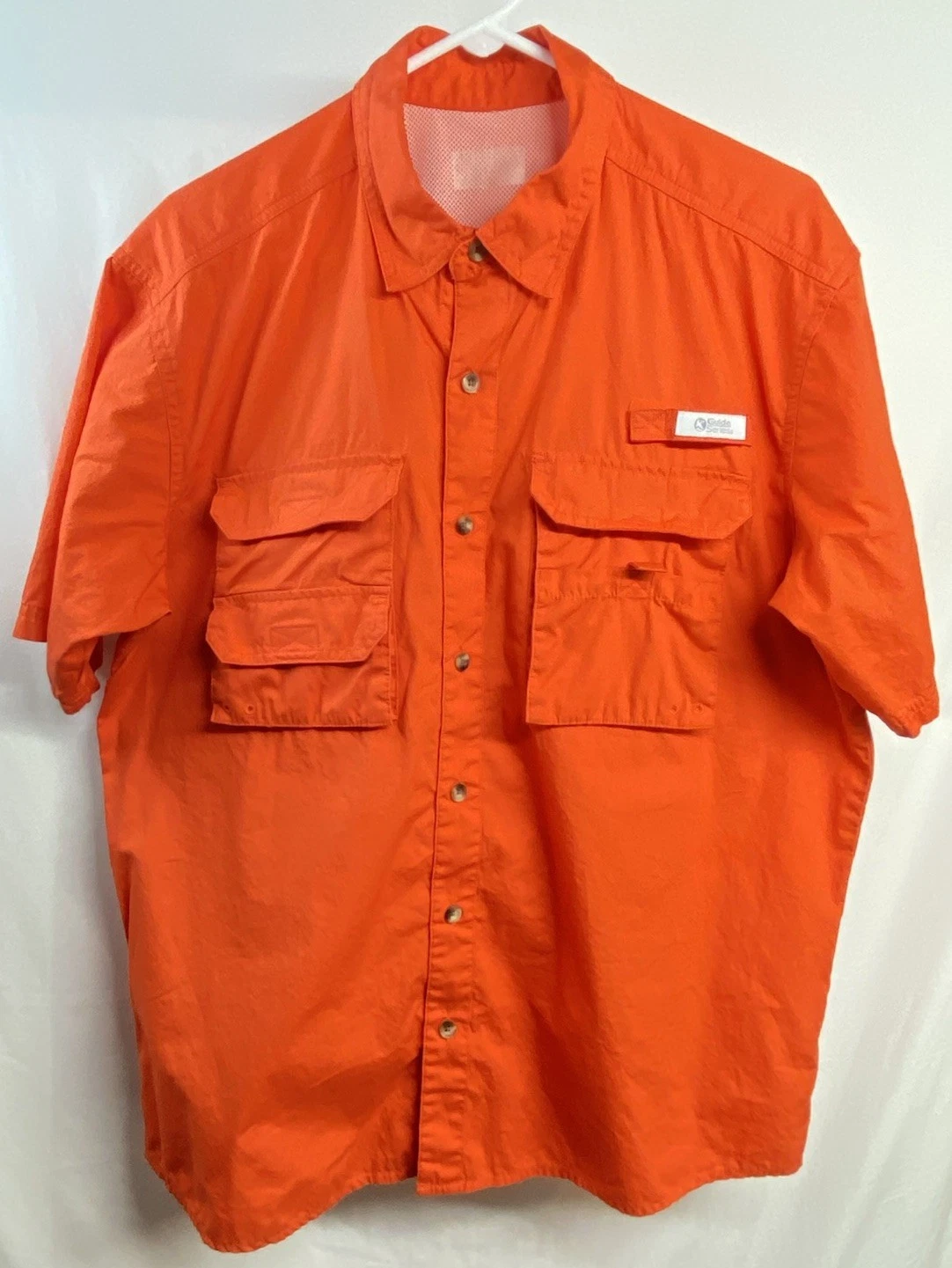 Gander Mountain Guide Series Button Down Fishing Shirt Orange Mens Large Vented