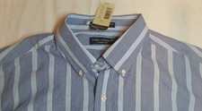 MENS DANIEL CREMIEUX COLLECTION DRESS SHIRT STRIPED BLUE SIZE XL 38 NWT BLUE