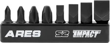 ARES 70013-8-Piece S2 Steel Impact 8-Piece Driver Bit Set, Silver 