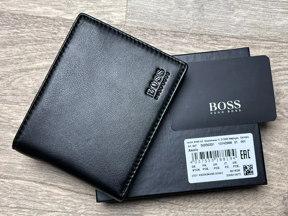 Hugo Boss Men's Asolo Black Leather Bifold Wallet Card & Coin Christmas Gift New - Image 4 of 4