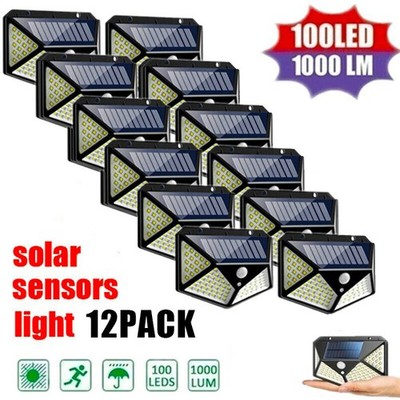 Solar Power 100 LEDs Light PIR Motion Sensor Outdoor Security Lamp Wall Garden