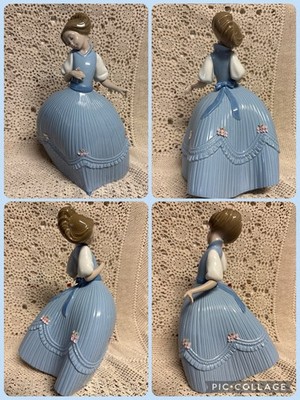 Lladro Daisa 1981 Woman With Blue Dress Flowers Primavera 2 Spain Signed