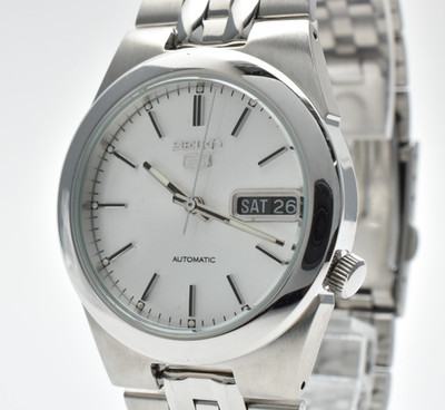 Seiko 5 Automatic 7S26-0500 White Dial Smooth Bezel 21 Jewels Vintage Herren