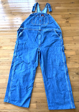 GENTLY WORN Dickies Mens 44 x 29 Blue Denim Bib Overalls BROKEN IN, SOFT BAGGY