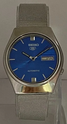 Vintage Casual Seiko5 Blue Dial Automatic Watch 7009 Date & Day "Stay Good Time"