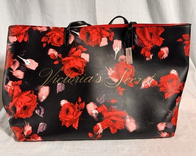 Victoria's Secret Limited Edition 2019 Large Red Floral Rose Tote Bag PVC 