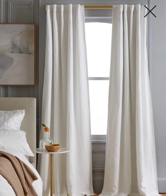 NWOT Quince European Linen Room Darkening Curtain Panel Set Of 2 WHITE 48 X 84