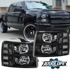 For 2007-2013 Chevy Silverado 1500 2500hd Black Housing Headlights Lh Rh