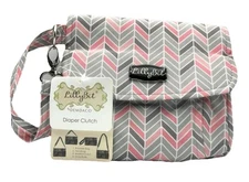 LillyBit Clutch Diaper Bag Pink Gray Chevron Convertible Crossbody NWT Gift