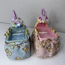 Fisher Price Loving Family Twin Baby Boy Girl Bassinets Bed Cribs Blue Pink 2007