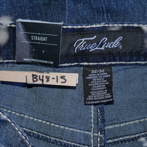Jeans True Luck gamba dritta denim lavaggio scuro uomo taglia 32x32 punto spesso BKE - Foto 7 di 9