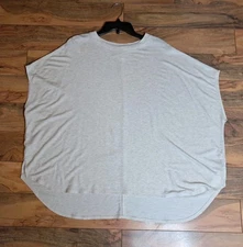 Lou & Grey Womens Short Sleeve Oversized Relaxed Boxy Tee Shirt Sz L/XL Oatmeal