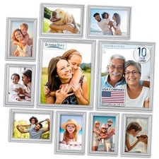 - Combination Picture Frames Set - 10 PC Five 4x6, Three 5x7, Two 8x10 Silver