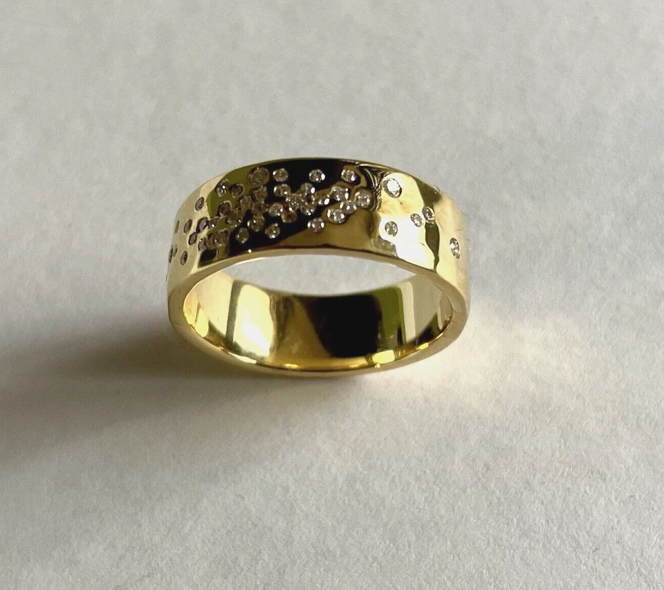 Anillo IPPOLITA ORO 18K Stardust arrugado banda diamantes nuevo $2895 talla 7 Foto 4 de 4