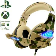Beexcellent Pro Gaming Headset GM-500 Camouflage w/ Blue Spikes. SEALED