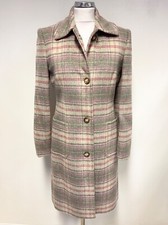 Paul Costelloe Dressage Grey & Pink Mix Tweed Wool Blend Knee Length Coat Size 8