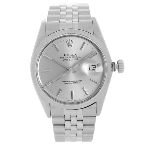 Rolex Datejust 36mm Steel 18K White Gold Silver Dial Automatic Mens Watch 16014