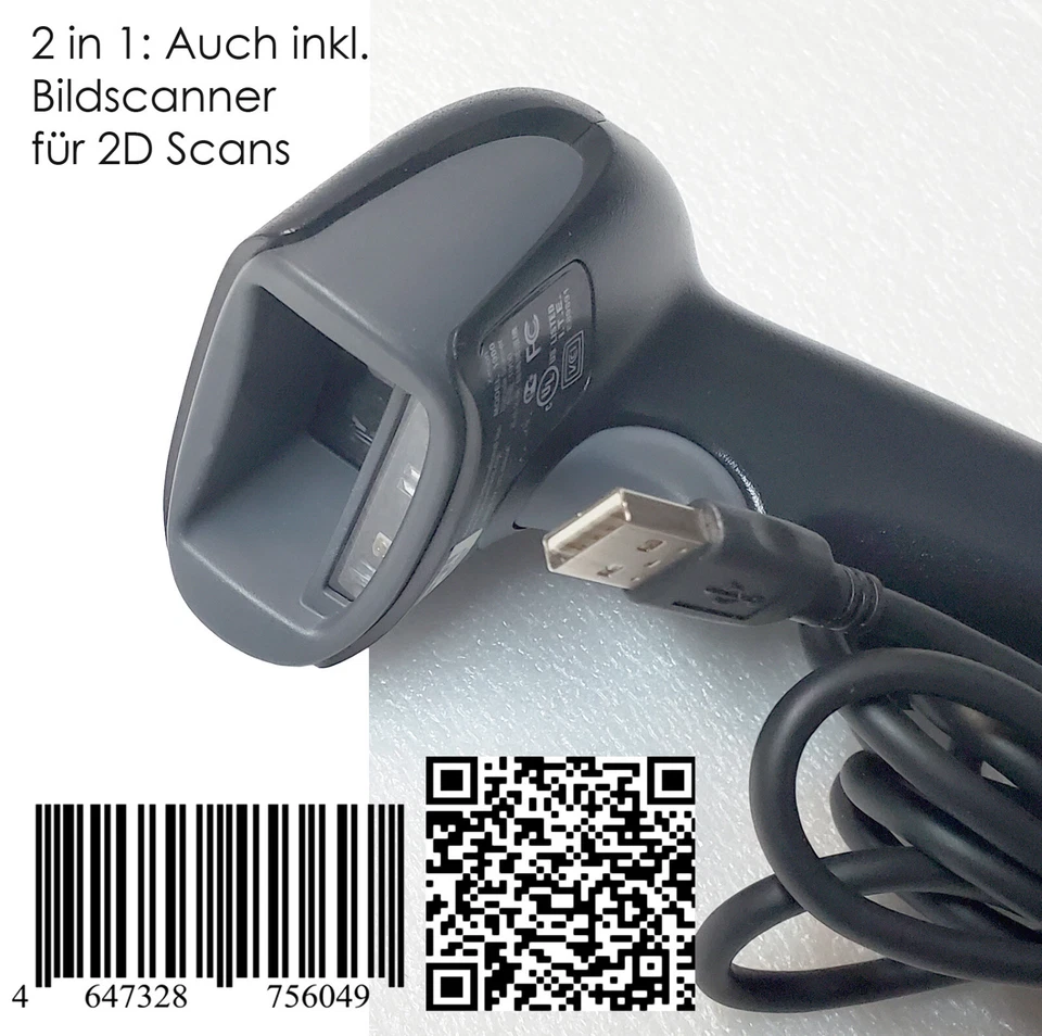 1D 2D USB BARCODE SCANNER HONEYWELL XENON 1900 WINDOWS 7 10 11 +TISCHSTÄNDER #S6 - Bild 2 von 4