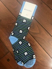 Sock Club Check Box Checkmark Print Crew Cotton Blue Green Nerd Costume