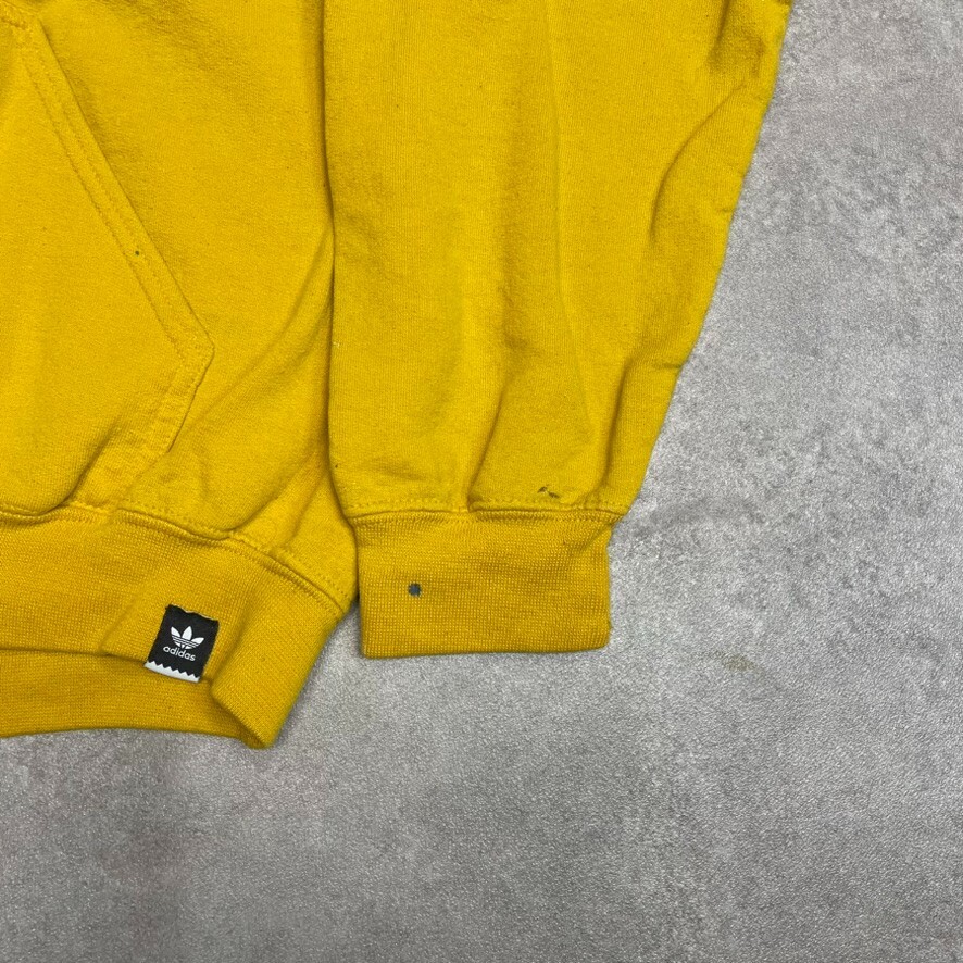 Adidas Hoodie Mens Y2K Trefoil Pull Over Spellout Sweatshirt, Yellow, Large image 7