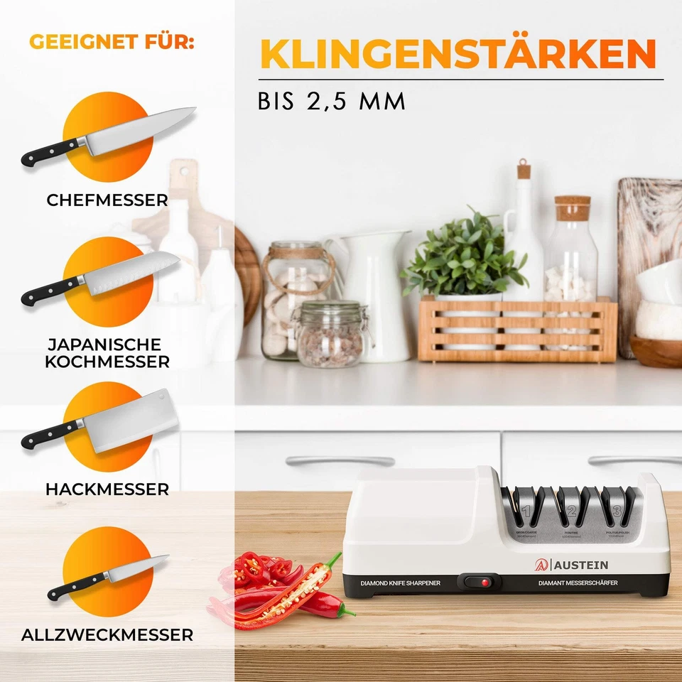 AUSTEIN® Diamant-Messerschärfer TG2202 mit 20 Grad, Elektrischer 3 Phasen Messer - Bild 4 von 4