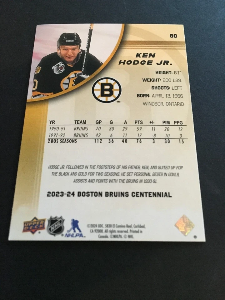 KEN HODGE JR. #80 AUTOGRAPHED 2023/24  U.D. BRUINS YELLOW CENTENNIAL CARD - Image 3 of 3