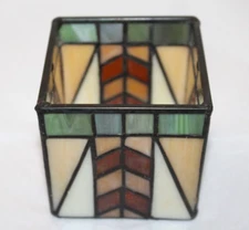 Partylite Arts & Crafts Stained Glass Candle Holder Frank Loyd Wright Style