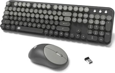 Wireless Keyboard and Mouse Combo, 104 Round Keys Cordless Keyboard and Mouse