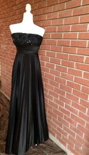 Speckless Black Formal Black Gown Sequened Floral Strapless Dress