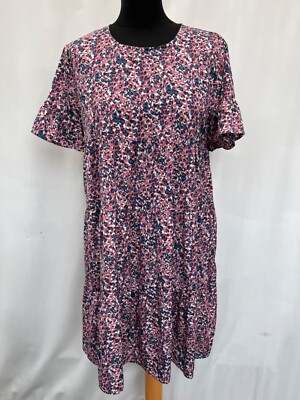 Shein Women's Short Sleeve Pink Blue Polyester Dress Size M UK