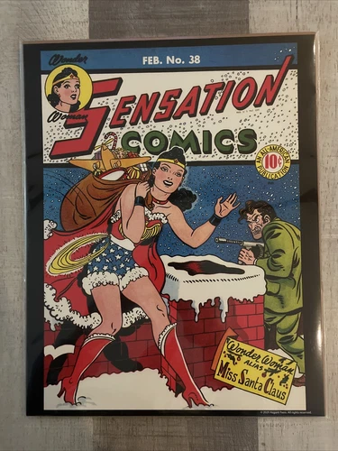 No 38 Sensation Comics 1945 11X14 Book Cover Poster DC Wonder Woman Miss Santa
