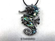 ABALONE, MOTHER of PEARL Seahorse inlay pendant, necklace